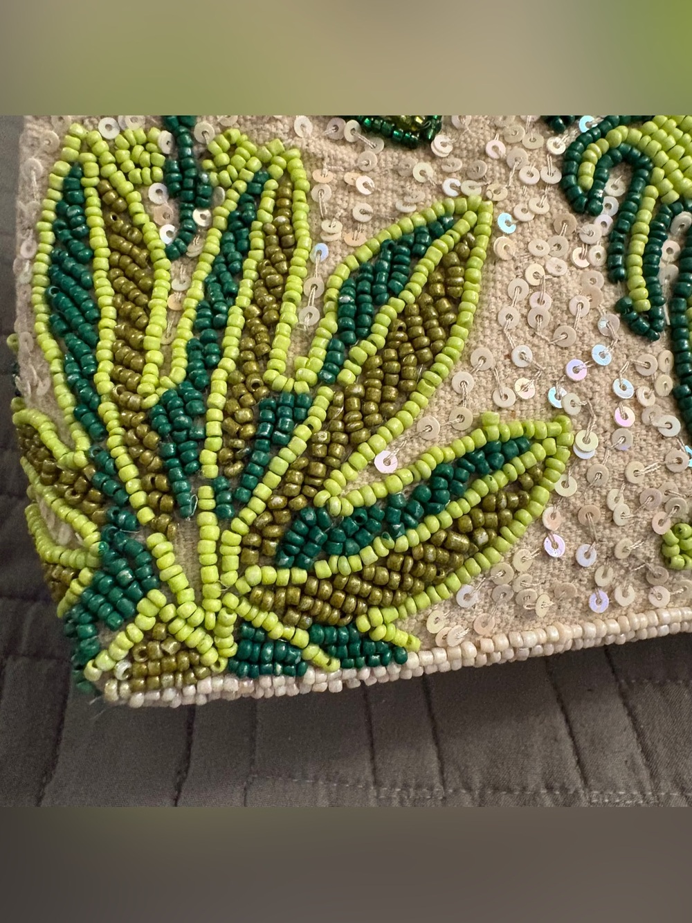 America and Beyond Beaded Hand Bag Tropical Leafs Green Crossbody Purse NWT - Picture 8 of 12